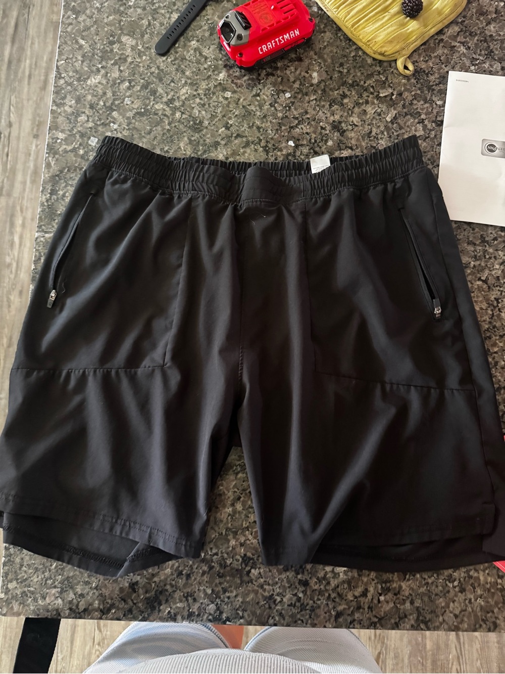 R.O.W. Men's Black Athletic Zip-Pocket Shorts